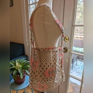 FREE PEOPLE BOHO SHOULDER TOTE BAG GAUZE IN PINK BLACK SHEER AND LIGHTWEIGHT NEW